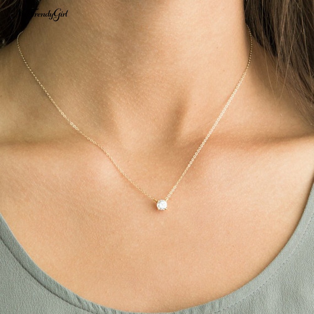Vòng cổ mảnh đính đá Zircon
