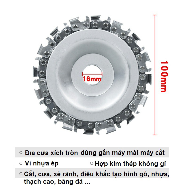 Đĩa Cưa Xích Tròn Gắn Máy Mài Máy Cắt - Lưỡi Cưa Xích Cắt Gỗ - Lưỡi Cắt Tạo Hình Điêu Khắc Gỗ Gắn Máy Mài 1 Tấc 1 Tấc 2