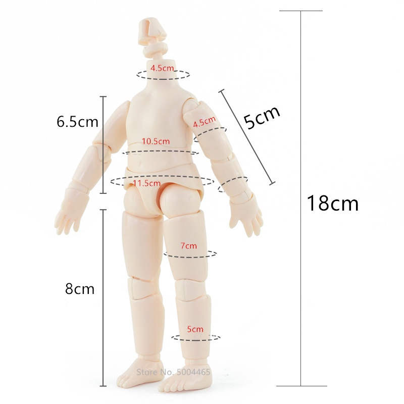 Cơ thể Da Trắng búp bê 14 khớp, OB - 14 point doll 11 cm, 18 cm OB white body