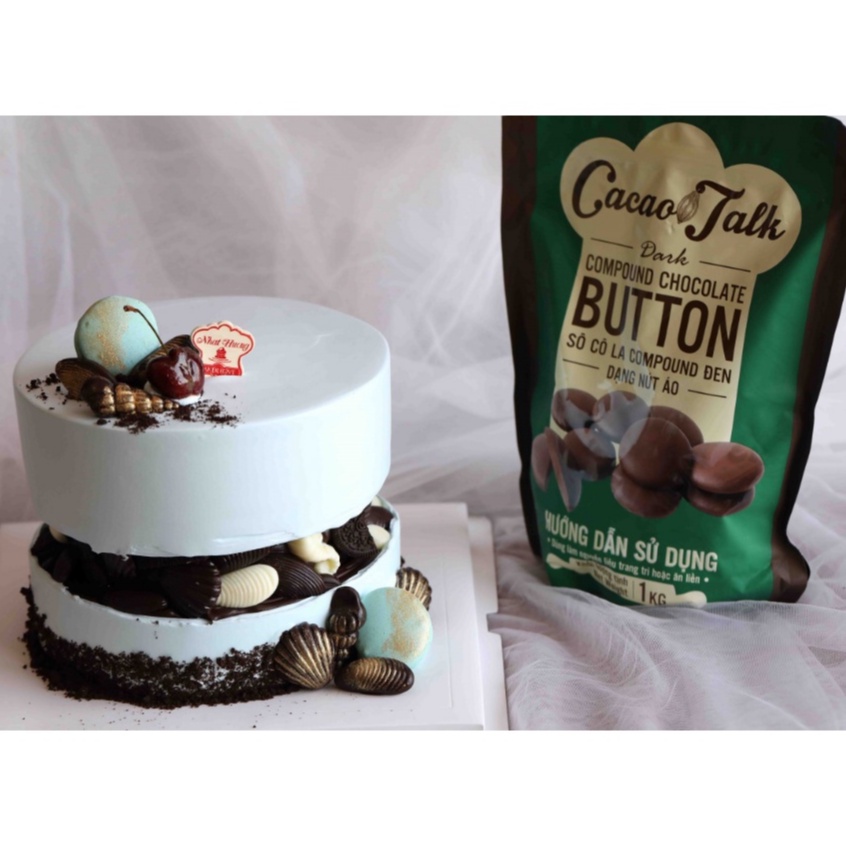 Sô Cô La Compound Đen Dạng Nút Áo Cacao Talk 1kg Sử dụng Trực Tiếp Hoặc Làm Bánh và Pha chế