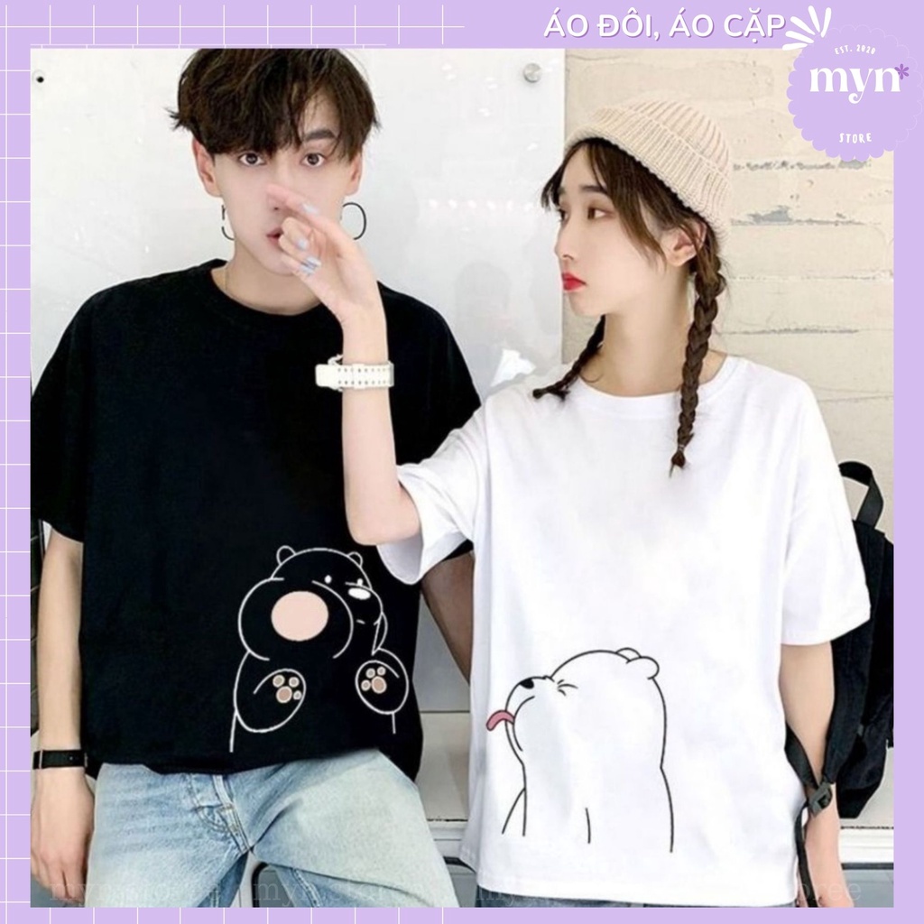 Áo Phông Cặp Đôi Gấu Dễ Thương, Áo Couple Nam Nữ Đủ Size