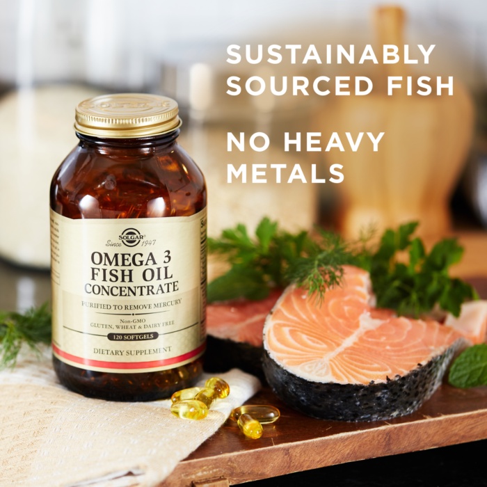 Dầu cá hỗ trợ sức khỏe tim mạch,xơ vữa động mạch, đẹp da Solgar Omega-3 Concentrate 120 viên