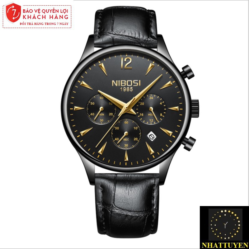 [ xả kho ] ĐỒNG HỒ NAM NIBOSI 2326 (1985) - DÂY DA CAO CẤP, THIẾT KẾ SANG TRỌNG