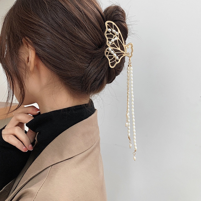 IF ME Kẹp tóc hình bướm đính ngọc trai giả thờI trang dành cho nữ