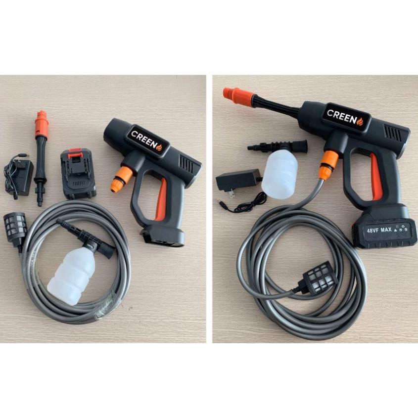 Máy Rửa Xe Không Dây, Súng Xịt Rửa Áp Lực Cao Pin 24, 48V Creen, Máy Rửa Xe Mini