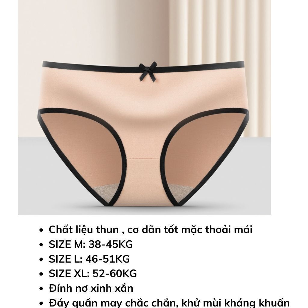 Quần lót nữ kháng khuẩn cạp vừa co dãn 4 chiều, Quần chíp nữ đính nơ dễ thương và quyến rũ JOCOSI B02