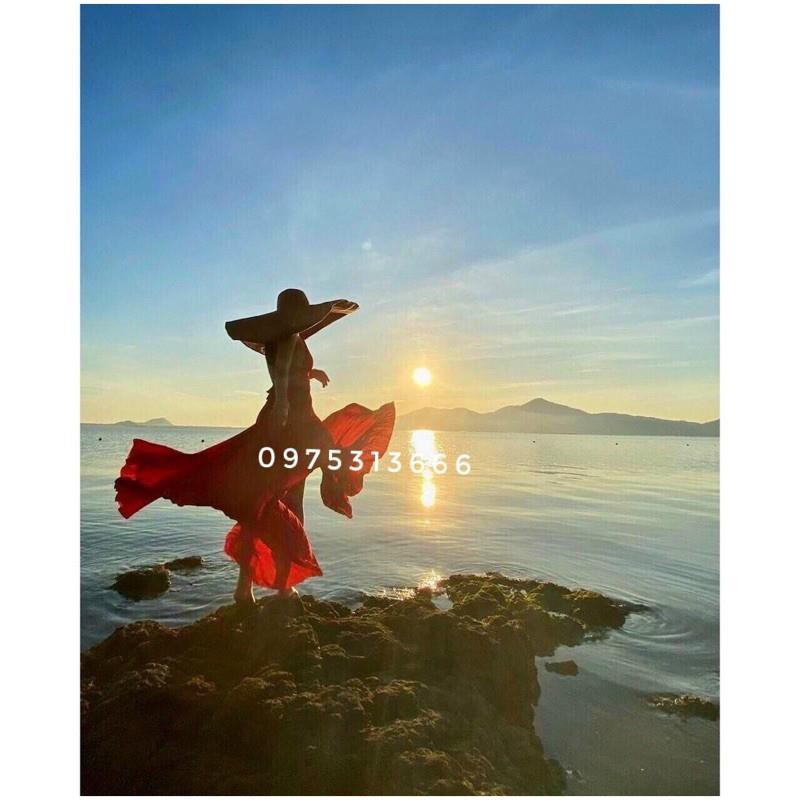 Đầm Maxi Đi Biển, Váy Maxi Dập Ly V688, Chất Thun Lụa Mềm, Co Dãn, Mầu Đỏ, Xanh, Vàng Cho Dáng Dài Miên Man