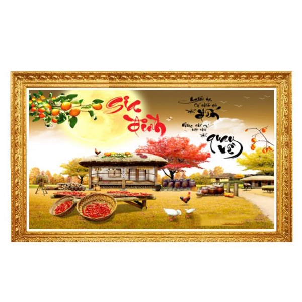 Tranh Đính Đá PHONG CẢNH GIA ĐÌNH HẠNH PHÚC (ĐÁ ABC CAO CẤP). Kích Thước: 75cm x 50cm