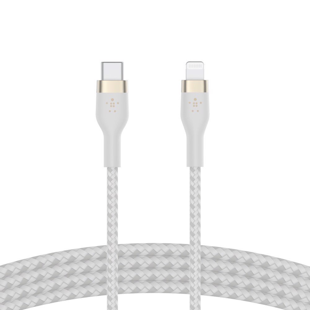Cáp sạc USB Type C - Lightning BOOSTCHARGE PRO Flex Belkin vỏ silicone bọc dù 60W - Bảo hành 5 năm - CAA011bt