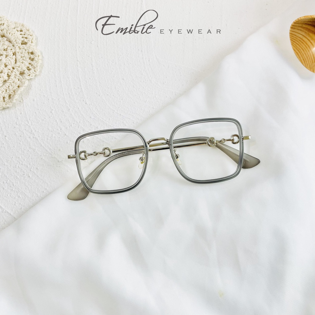 Gọng kính vuông to kim loại kết hợp viền nhựa hottrend Emilie eyewear phụ kiện thời trang 21050