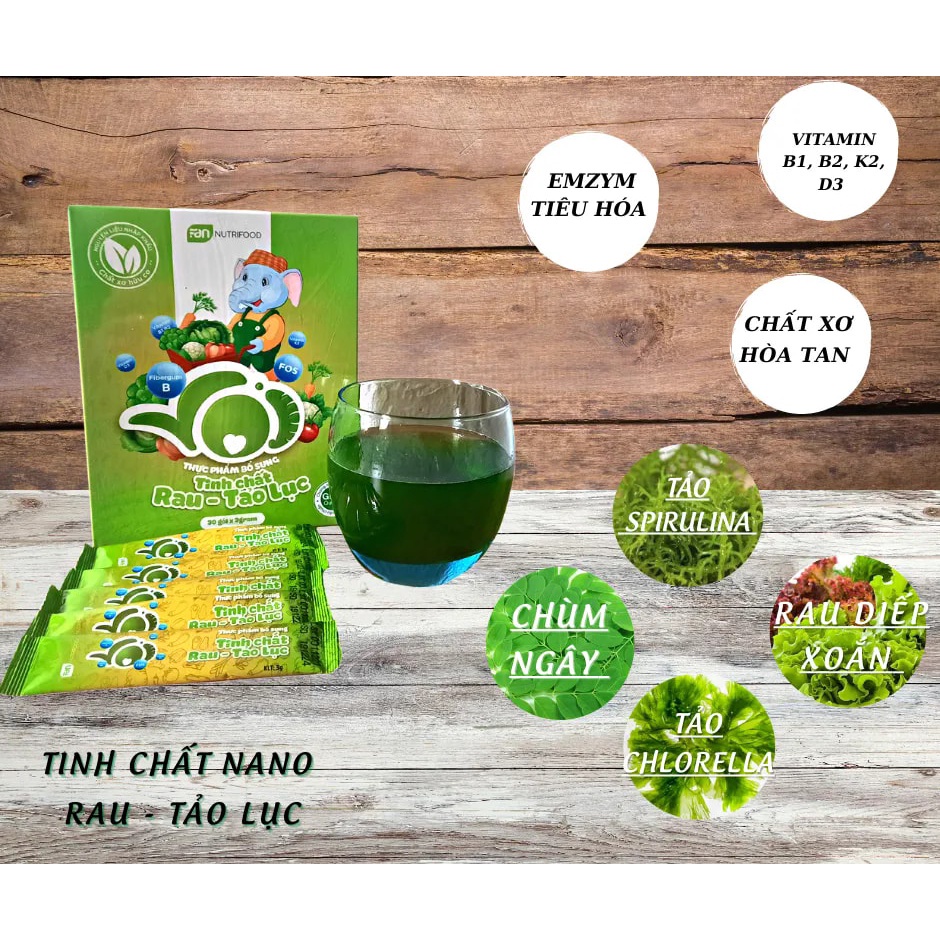 CHÍNH HÃNG Tinh Chất Rau Tảo Lục Faneco Hộp 30 gói - Ngừa Táo Bón, Bổ Sung Chất Xơ Hữu Cơ Cho Bé