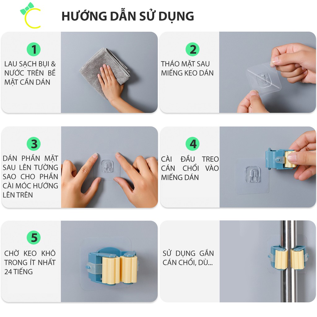 Móc dán tường treo cây lau nhà, cán dù - Cami - CMPK139