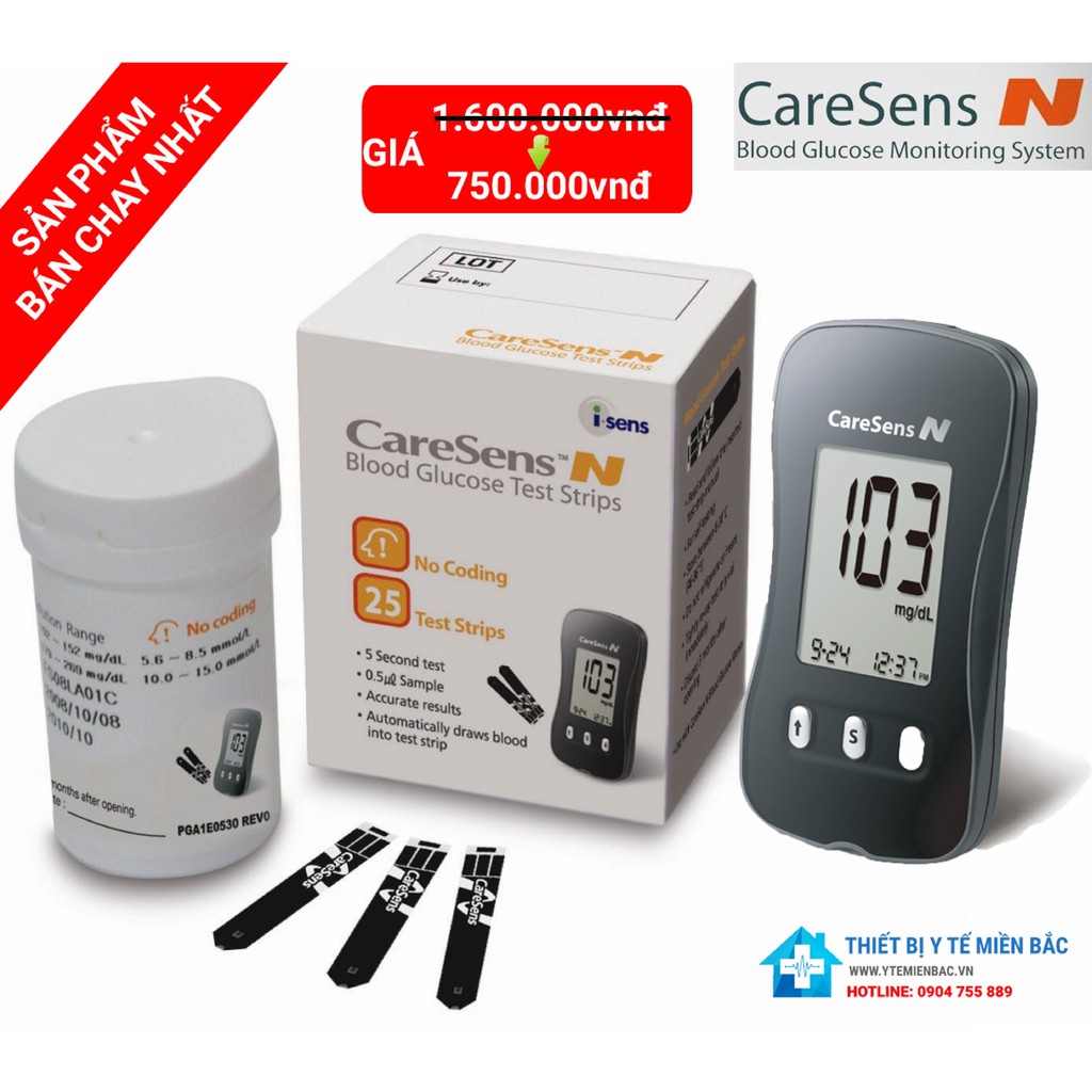 Máy đo đường huyết Care Sens N Tặng 10 kim và 10 que