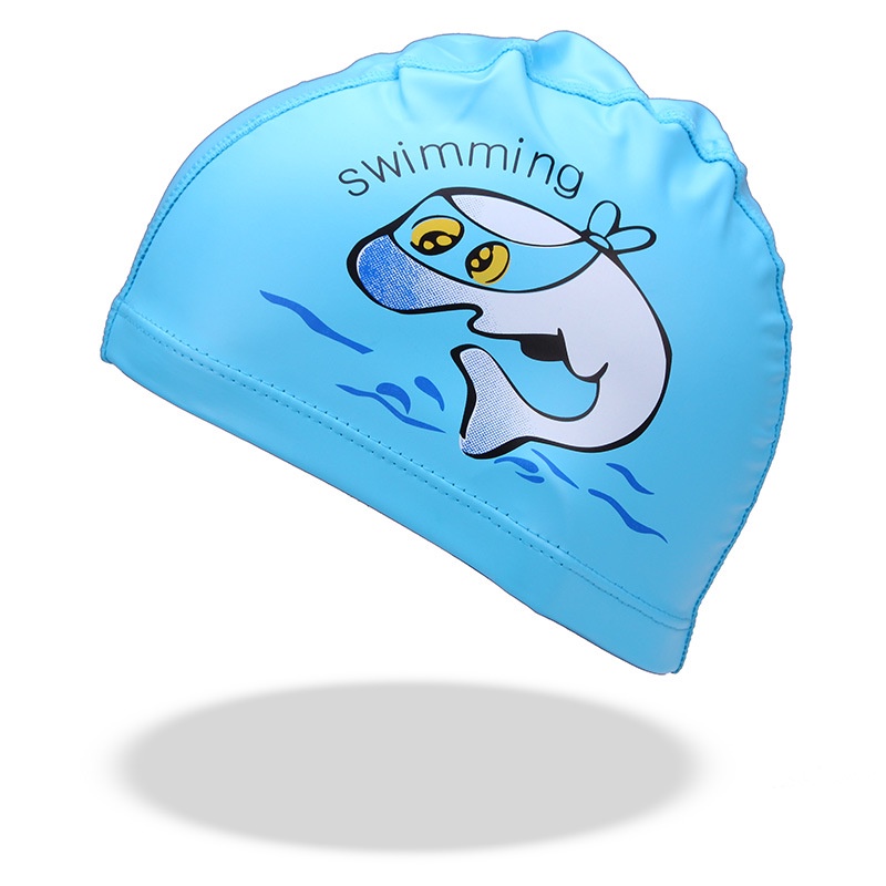 Mũ Bơi Da PU Bảo Vệ Tai Chống Thấm Nước Họa Tiết Hoạt Hình Dễ Thương Cho Bé