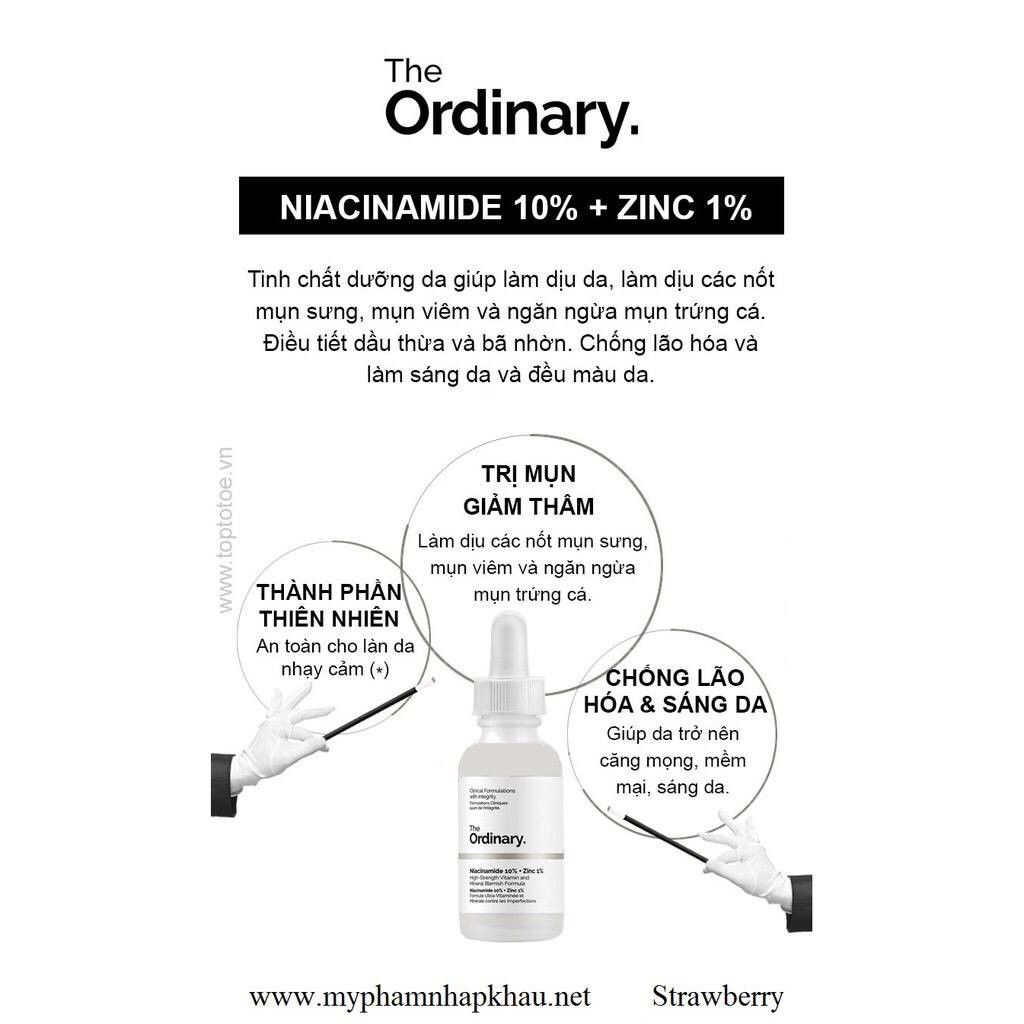 [Sephora Korea] Tinh chất giảm mụn The Ordinary giảm thâm Niacinamide 10% + Zinc 1% (Tặng mặt nạ) | BigBuy360 - bigbuy360.vn