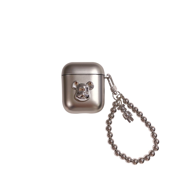 Vỏ Bảo Vệ Hộp Sạc Tai Nghe AirPods Pro 3 2 1 Mạ Điện Họa Tiết Chú Gấu bearbrick Sang Trọng Kèm Dây Đeo Tiện Dụng