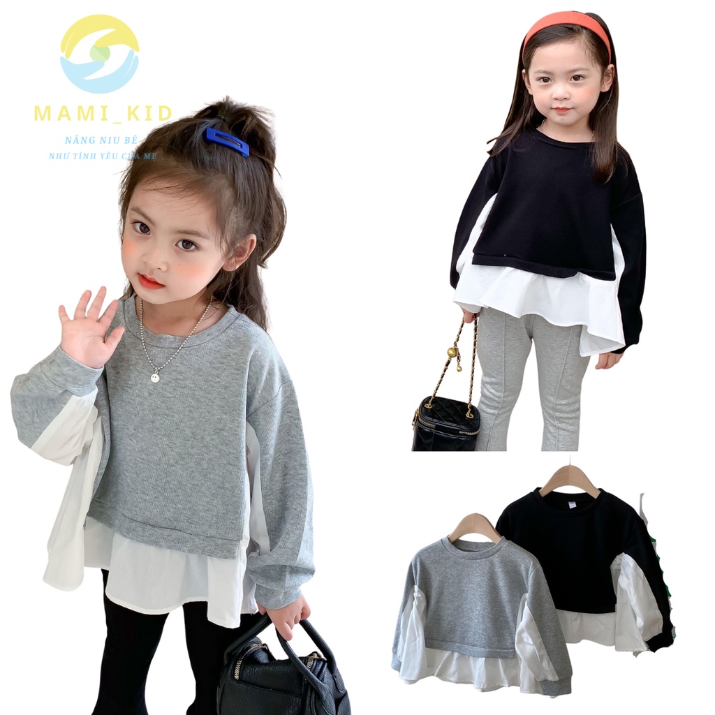 áo trẻ em tay dài thu đông, chất liệu da cá 100% cotton phối đũi nhật mềm đẹp, size đến 35kg Mami Kid