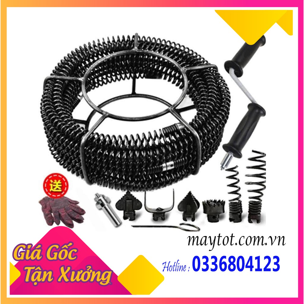 Dây thông cống phi 16 dài 15m dùng tay quay (15m dây thông phi 16, 6 đầu thông và 1 tay quay)