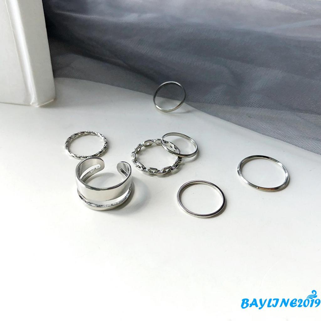 BAY-Ladies Knuckle Ring Kit, 7 Pieces Simple Style Stacking Ring, Gifts for Valentine’s Day, Gold/ Silver