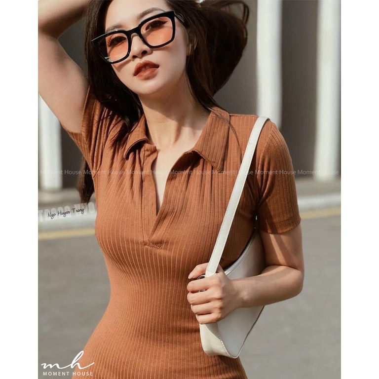 VÁY BODY CỔ SƠ MI CUT OUT LƯNG