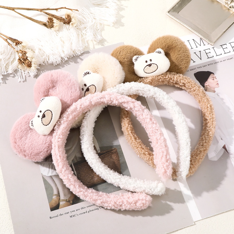 Băng đô cài tóc hình chú gấu nhồi bông mềm mại phong cách Hàn Quốc xinh xắn