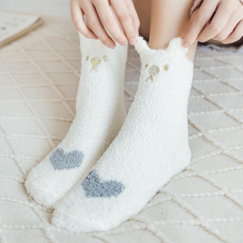Vớ nhung dày giữ ấm thêu hình chân mèo hoạt hình 3D dành cho nữ