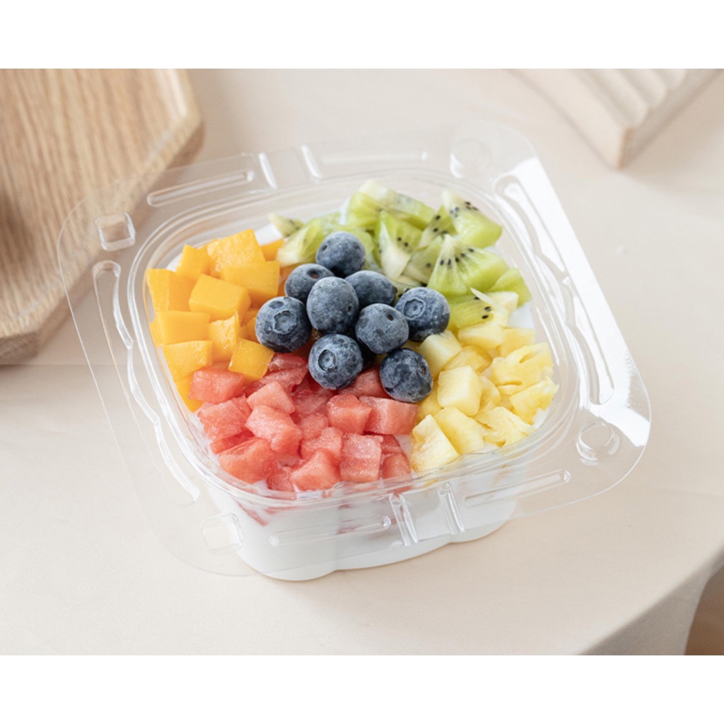 50 cái hộp nhựa hình giỏ hoa có quai xách đựng bánh tiramisu, mousse các loại mã H613