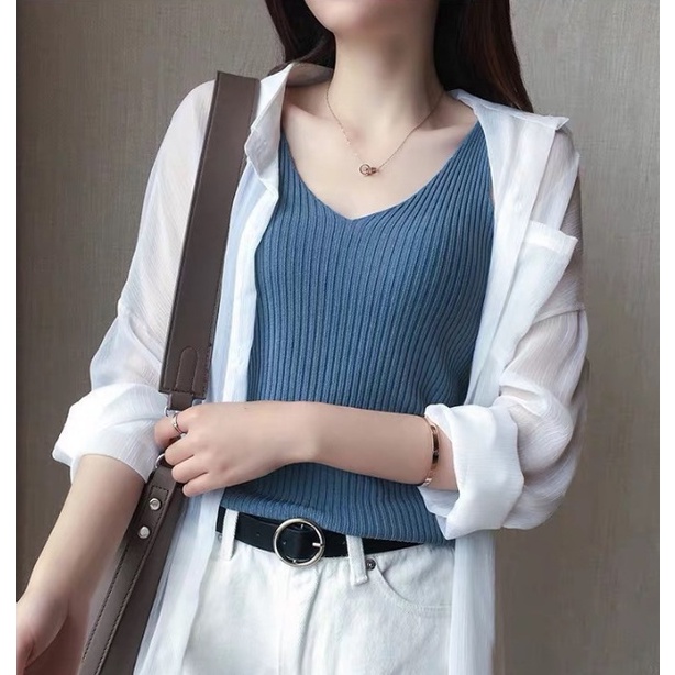 [CAO CẤP] Áo len 3 lổ cổ tim C156 mềm mại co dãn sang trọng