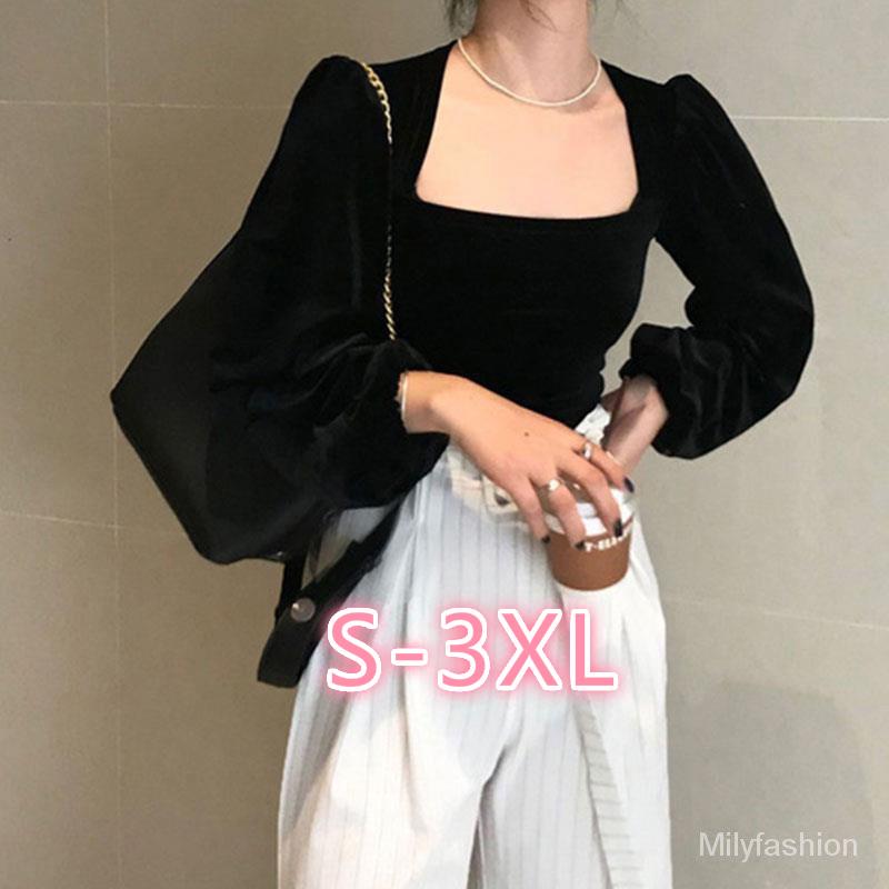 💕Milyfashion Ladies 2021 New Fashion Velvet Square Collar Blouse