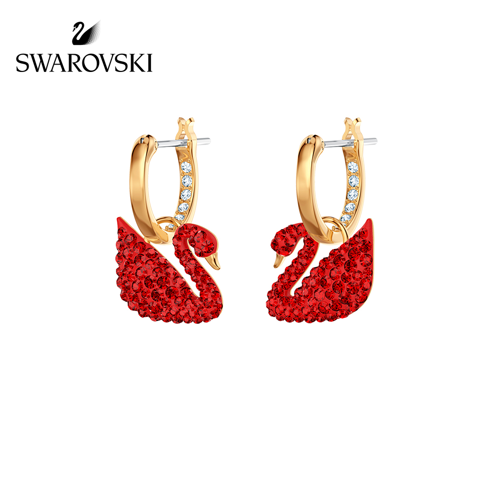 FLASH SALE 100% Swarovski Bông Tai Cá Tính Nữ Red Swan ICONIC SWAN Niềm đam mê và sức sống FASHION Earrings trang sức đeo Trang sức