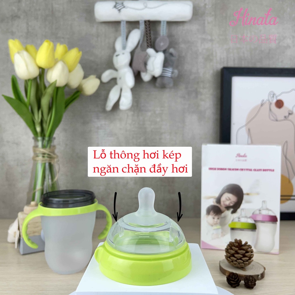 Bình sữa Silicon chống sặc HINATA - Chất liệu an toàn chịu nhiệt 180 độ C BS07