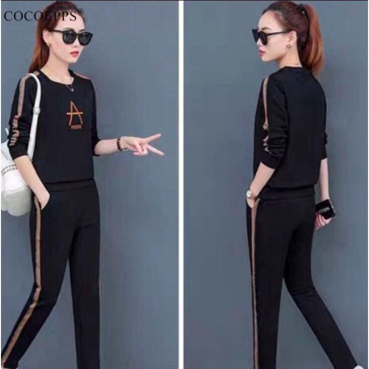 ĐỒ BỘ THUN THU ĐÔNG TAY DÀI THÊU CHỮ A THỜI TRANG 3 SIZE 43-65KG TÙY CHIỀU CAO