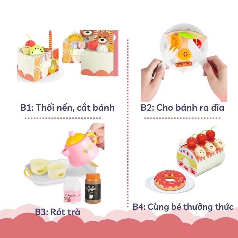 Bộ đồ chơi cắt bánh sinh nhật cho bé - 85 chi tiết có đèn và nhạc vui nhộn