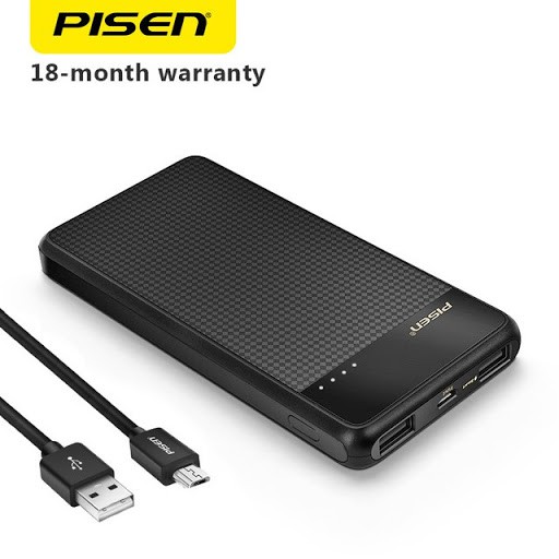 Pin sạc dự phòng Pisen 2C (10000mAh) (Dual USB 1.5A/2.1A Smart) - Hàng chính hãng