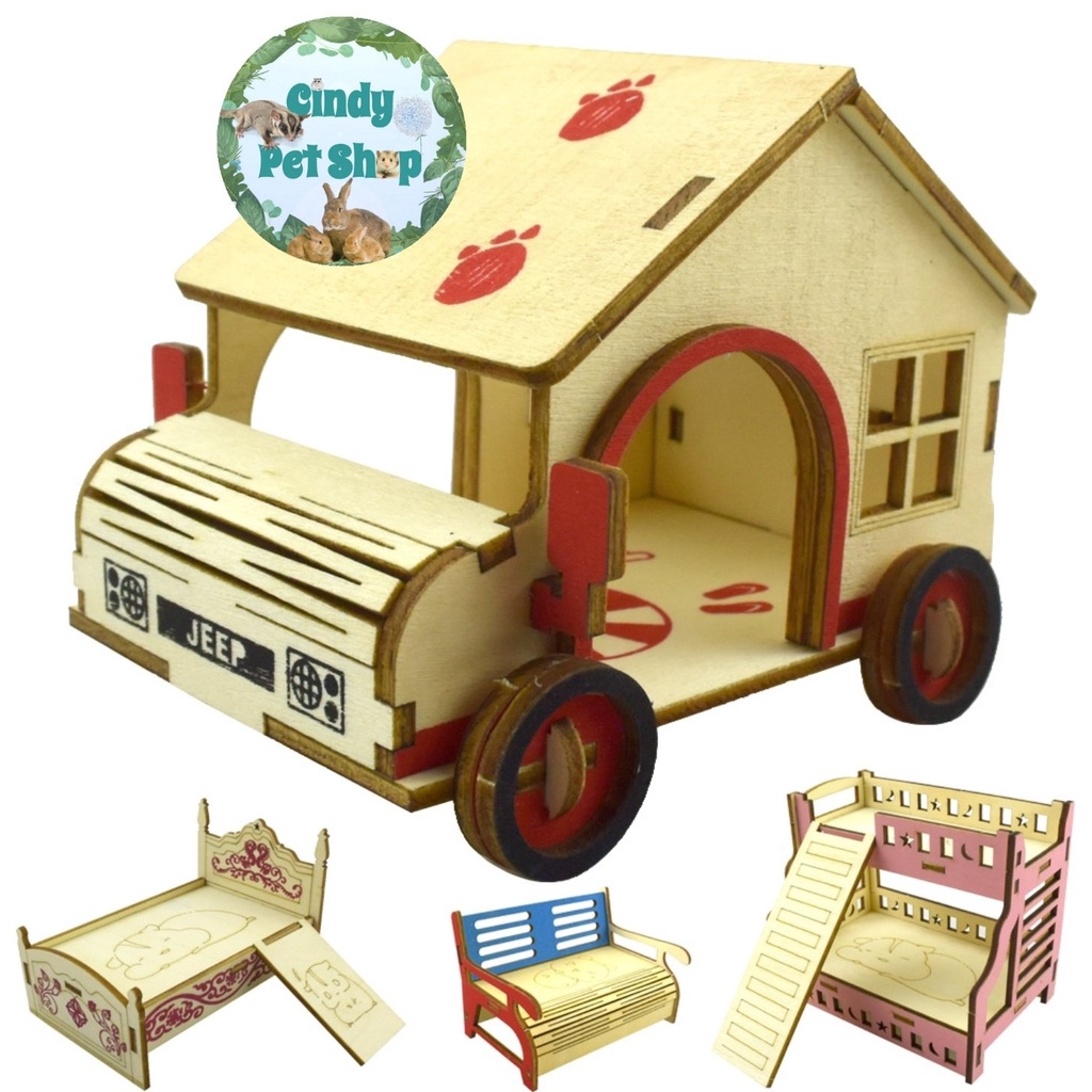 Tổng hợp nhà ngủ và đồ chơi gỗ ép mini size cho Hamster
