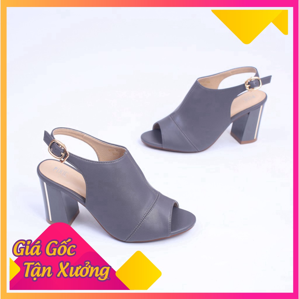 Giày Giả Boot Sapo 7cm Đế Vuông Hở Mũi Pixie X639