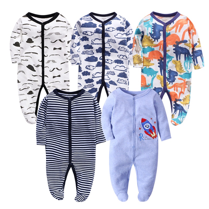 Jumpsuit Ngủ BằNg Cotton MềM MạI, HọA TiếT HoạT HìNh Cho Bé Sơ Sinh