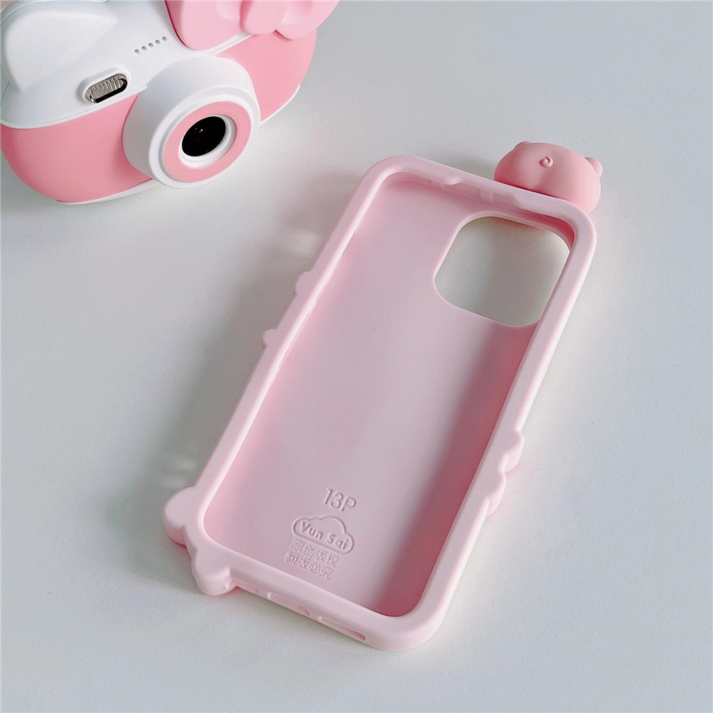 Iphone Ốp Điện Thoại Silicon Dẻo In Hình Chú Heo Đáng Yêu Cho Iphone15 pro max 14 pro max 13 pro max 12 pro max