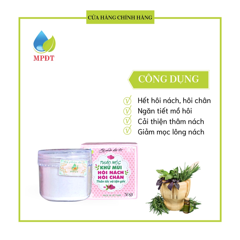 Thảo mộc hồng khử mùi hôi nách hôi chân, giảm thâm, da sáng hồng, láng mịn 50gr