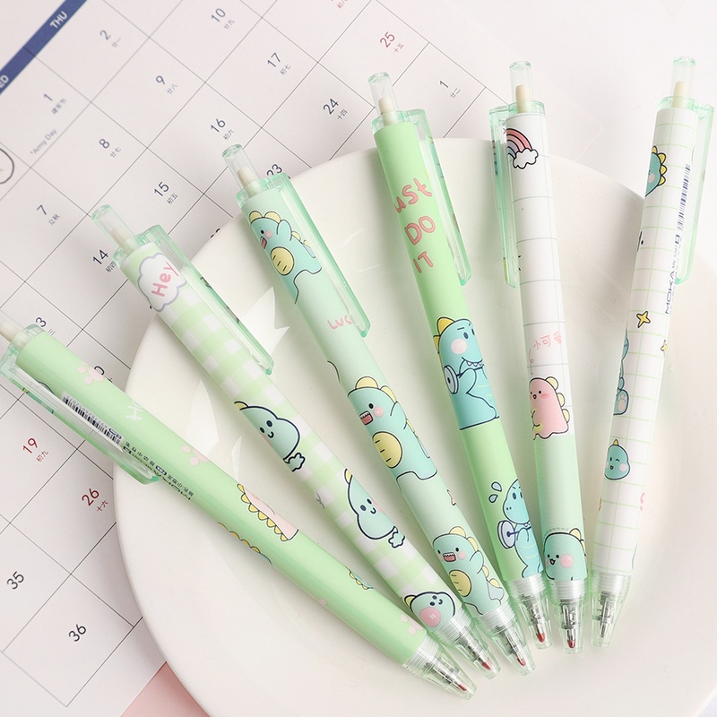 Bút Mực Bấm Vỏ Nhựa 0.5mm Hình Khủng Long Hoạt Hình