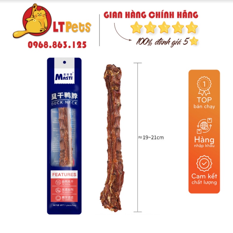 Xương gặm sạch răng cho chó MASTI (Cổ vịt nguyên chất sấy khô) xương thưởng cho chó