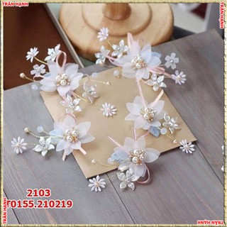 Phụ kiện cưới Giang - cài tóc cô dâu - bộ 5 kẹp tóc hoaTH