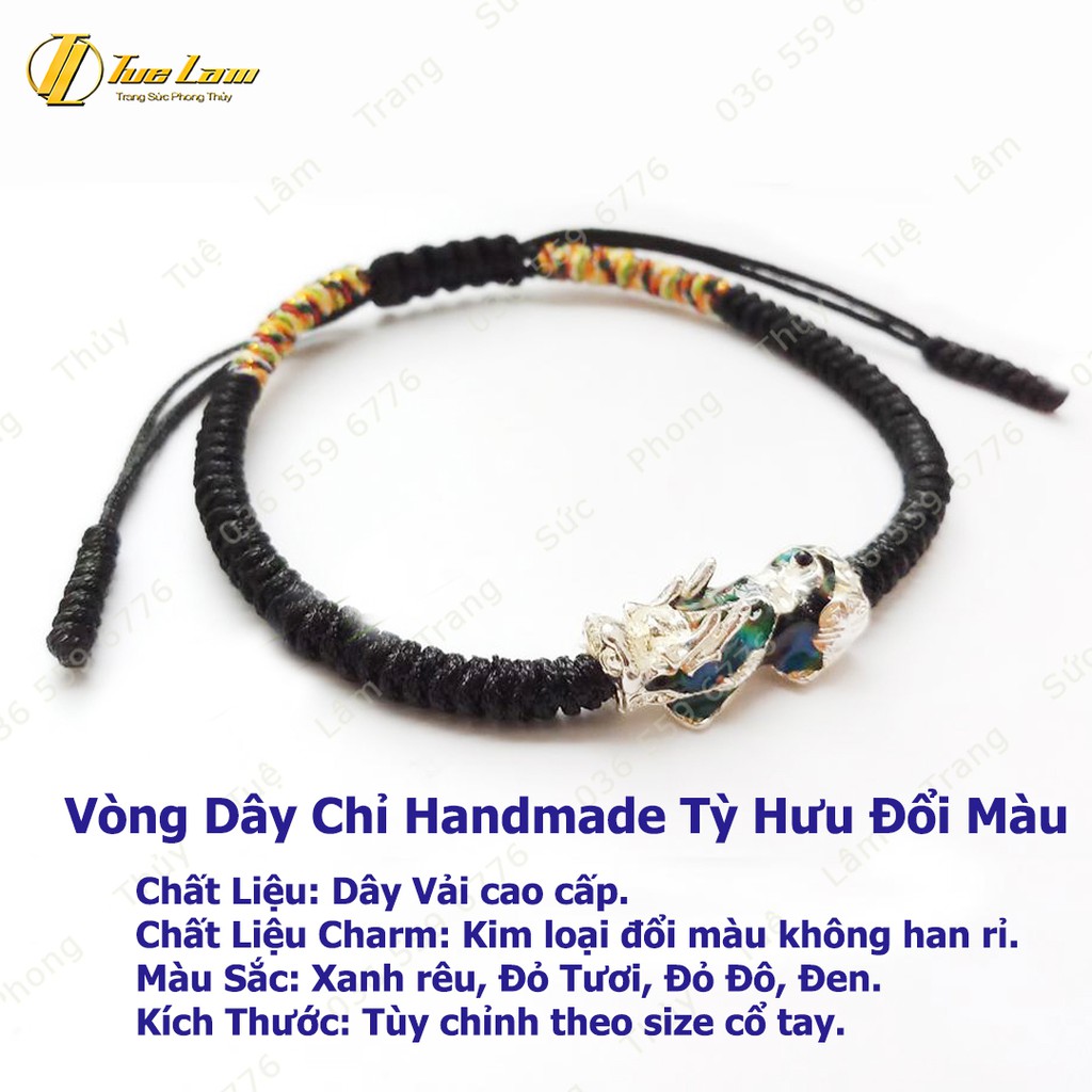 Vòng Đeo Tay May Mắn Chỉ Tây Tạng Mix Tỳ Hưu Đổi Màu Tài Lộc - DIY Tuệ Lâm