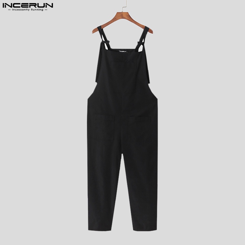 Bộ áo liền quần INCERUN hai dây màu trơn 3 màu thời trang dành cho nam