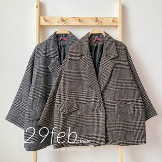 Áo khoác dạ kẻ Hàn Quốc (Ảnh thật)