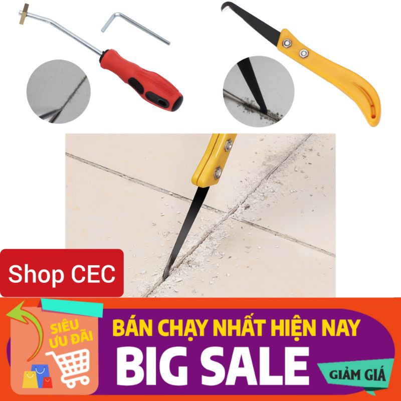 Dụng cụ cạo vữa mạch gạch. Tô vít & Dao cậy ron chỉ gạch