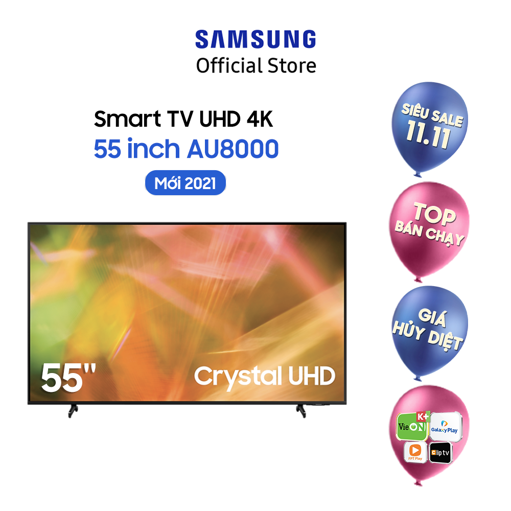 [Lưu SAM5 - 511K và ELSS1TR - 1TR] Smart Tivi Samsung Crystal UHD 4K 55 inch UA55AU8000KXXV - Miễn Phí Lắp Đặt