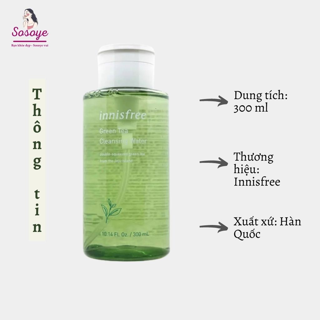 [ Date 2023] Nước Tẩy Trang Trà Xanh Innisfree Green Tea Cleasing Water 300ml