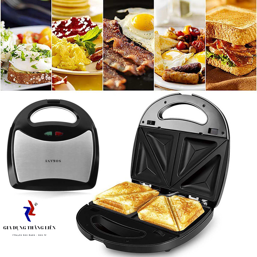Máy kẹp bánh mì , máy nướng bánh sandwich , máy kẹp sandwich SOKANY KJ 201 CÔNG SUẤT 750W tiện lợi tự động