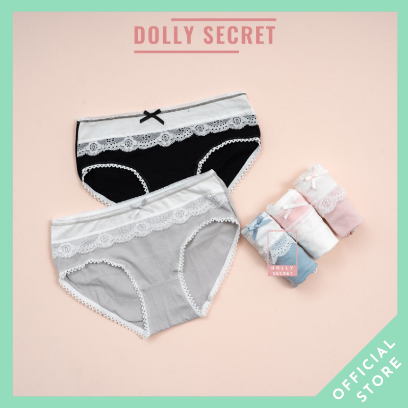 Quần lót nữ cotton viền ren đáng yêu kháng khuẩn dễ thương nữ tính nhiều màu DOLLY SECRET QL017
